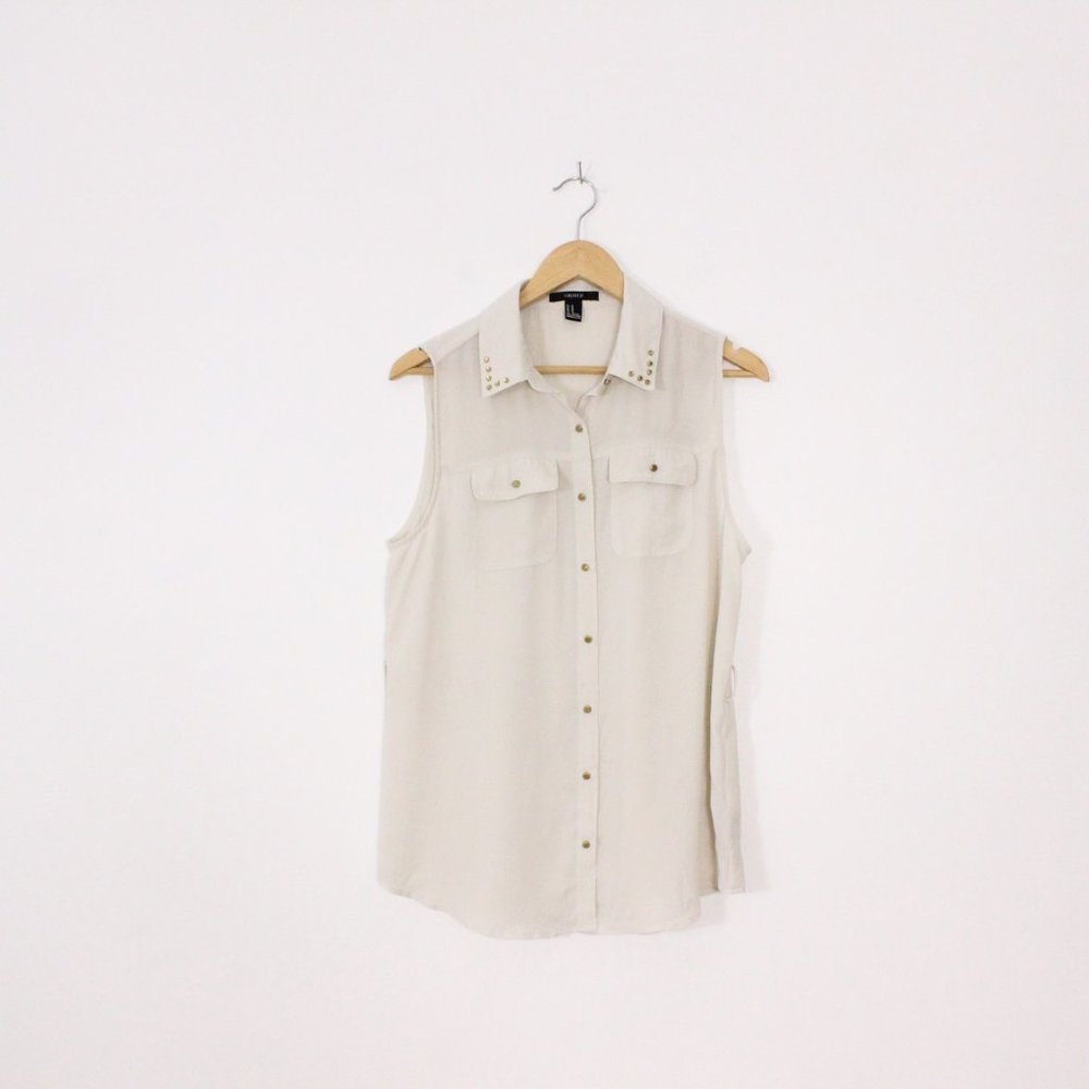 *Forever 21 Y2K Beige Button Up Sleeveless Blouse